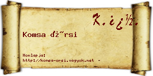 Komsa Örsi névjegykártya
